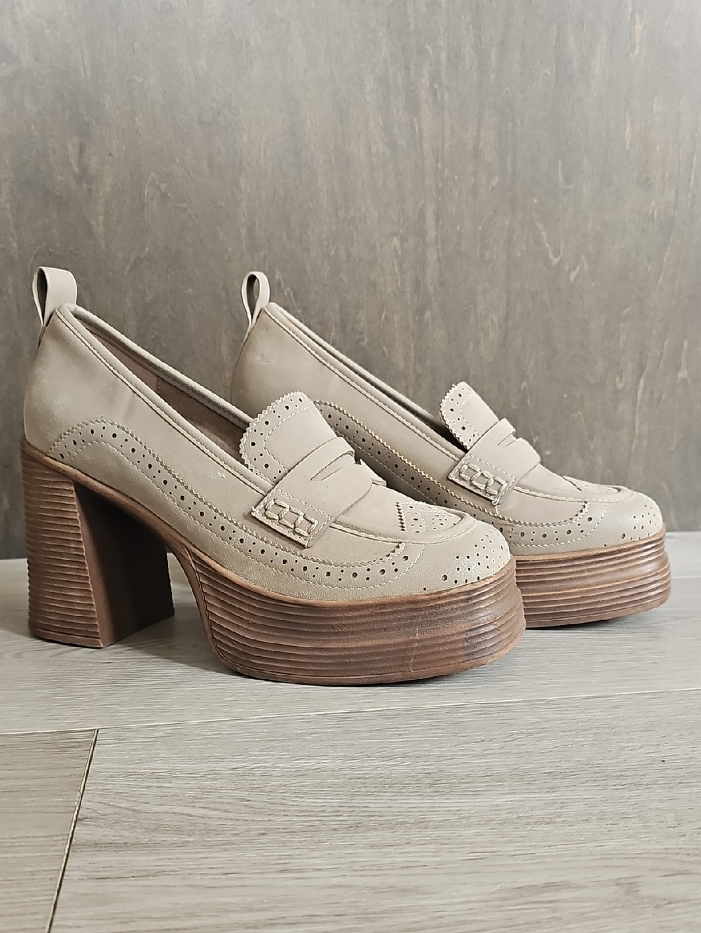 Mia Yisel Preppy Academia Back To School Platform Loafer Chunky Pumps, Sz 7.5